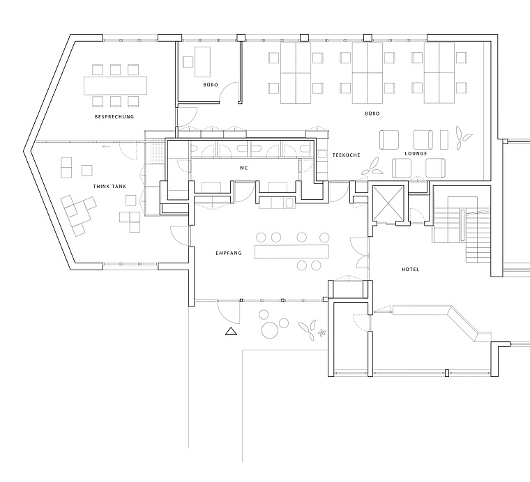 Grundriss des Büroraums im Hotel Rad in Tettnang