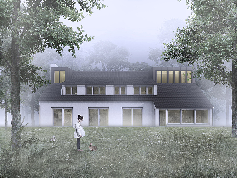 Gartenseite Visualisierung des Projekts Löwenhaus