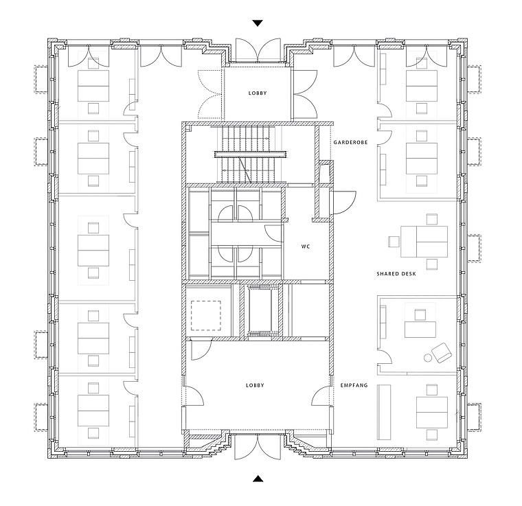 Grundriss Erdgeschoss des Projekts Testfit Wilhelmstraße