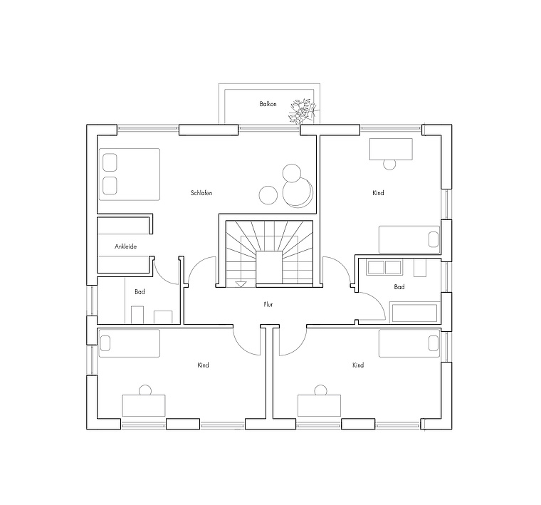 Grundriss Obergeschoss Projekt: Wohnen in der Gartenstadt