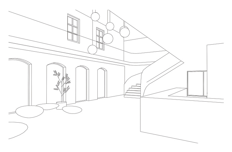 Axonometrie Projekt Hotel Rad