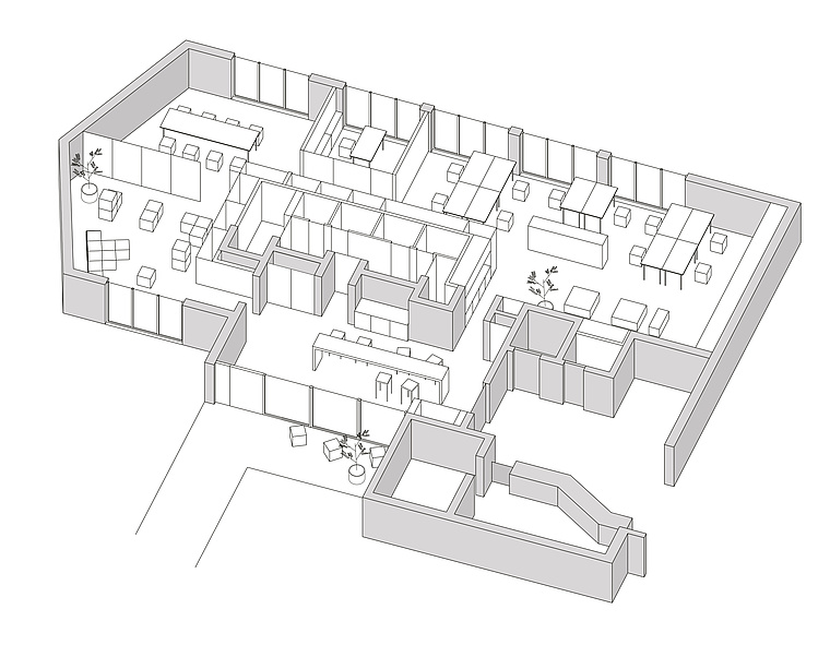 Skizze Planung der Bürofläche im Hotel Rad in Tettnang